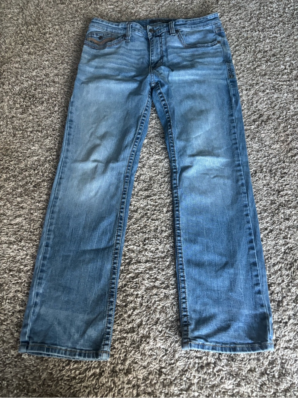 Men's Straight-Leg Denim Jeans in Light Blue Wash 34x30 Jackson Cody James